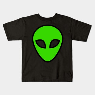 Green alien head t-shirt Kids T-Shirt